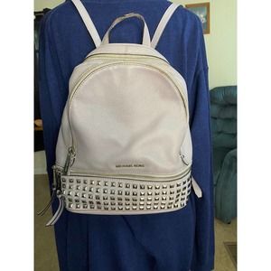 Michael Kors Backpack, lilac pebbled leather with silver stud details